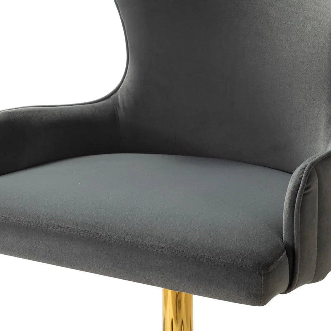 Luxury Grey Color Velvet Armchair with Golden Base - Decor Smart