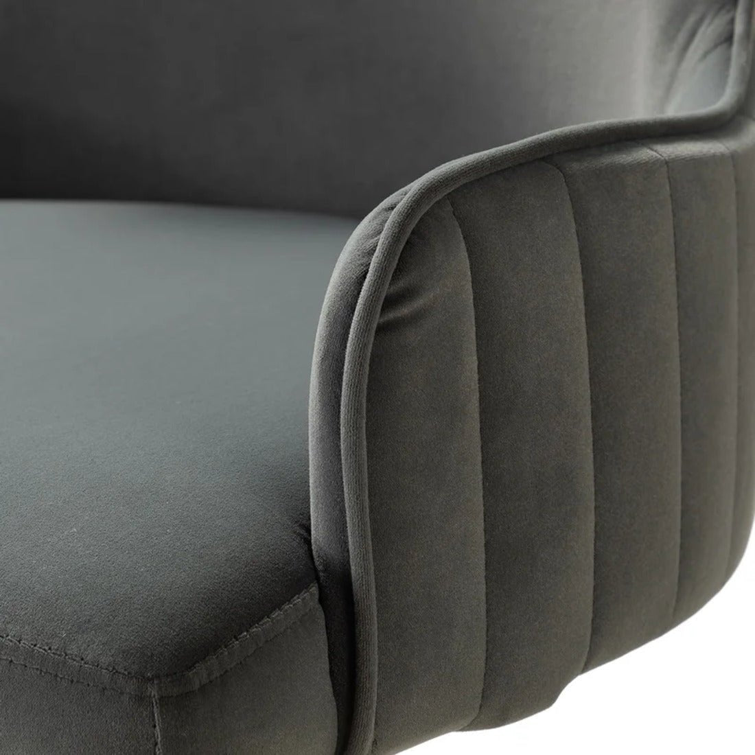 Luxury Grey Color Velvet Armchair with Golden Base - Decor Smart