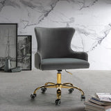 Luxury Grey Color Velvet Armchair with Golden Base - Decor Smart