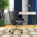 Luxury Grey Color Velvet Armchair with Golden Base - Decor Smart