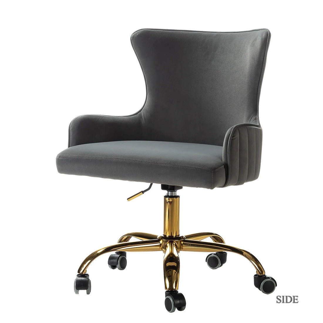 Luxury Grey Color Velvet Armchair with Golden Base - Decor Smart