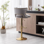 Luxury Grey Velvet Bar Lounge Chair with Gold Base