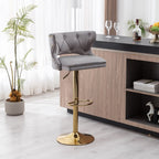 Luxury Grey Velvet Bar Lounge Chair with Gold Base