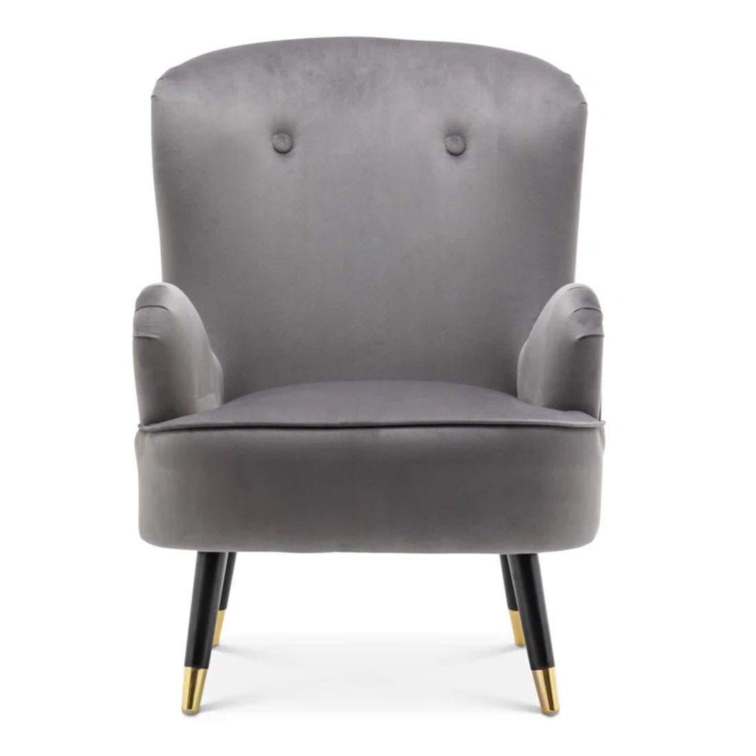 Luxury Grey Velvet Comfy Lounge Chair with Ottoman - Decor Smart