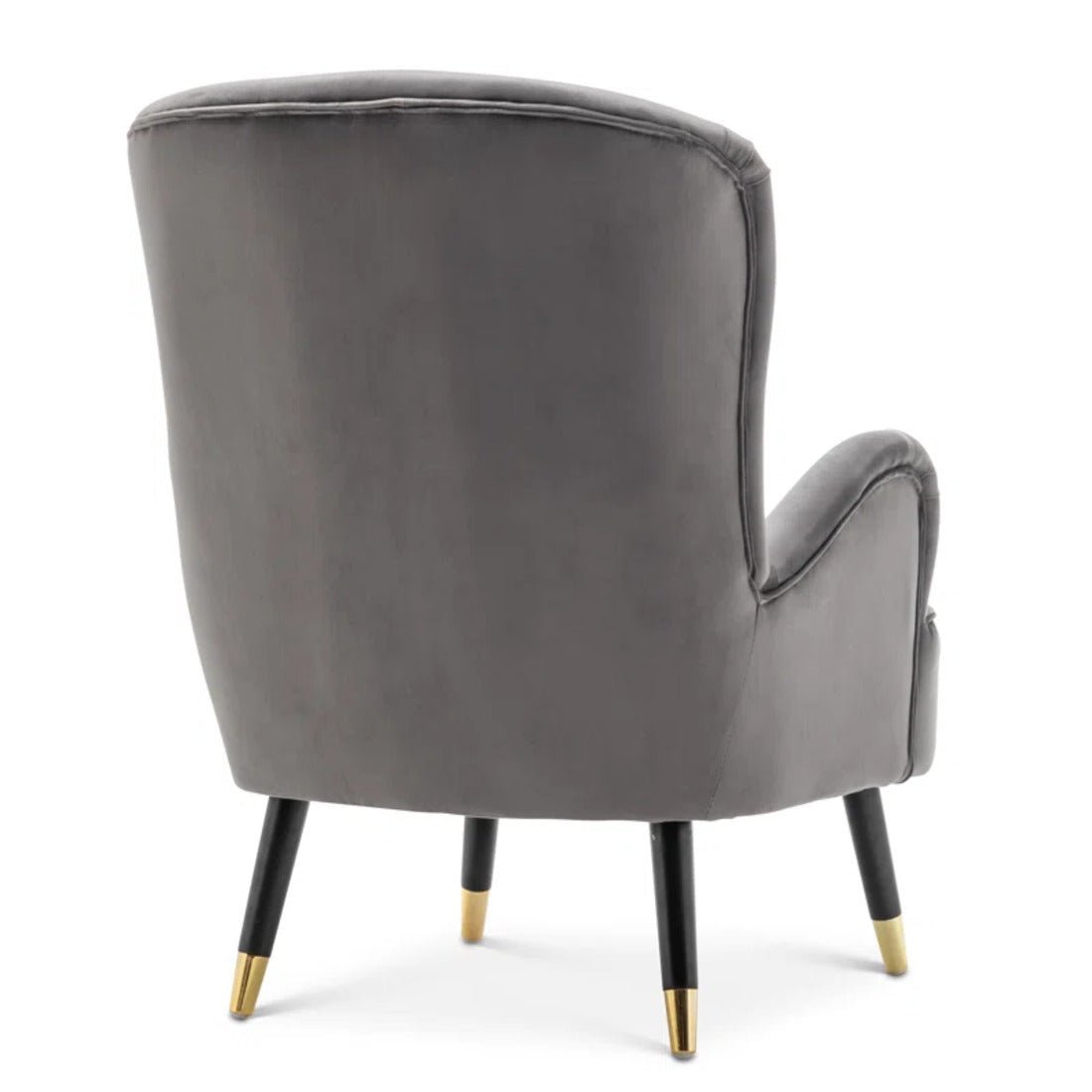 Luxury Grey Velvet Comfy Lounge Chair with Ottoman - Decor Smart