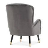 Luxury Grey Velvet Comfy Lounge Chair with Ottoman - Decor Smart