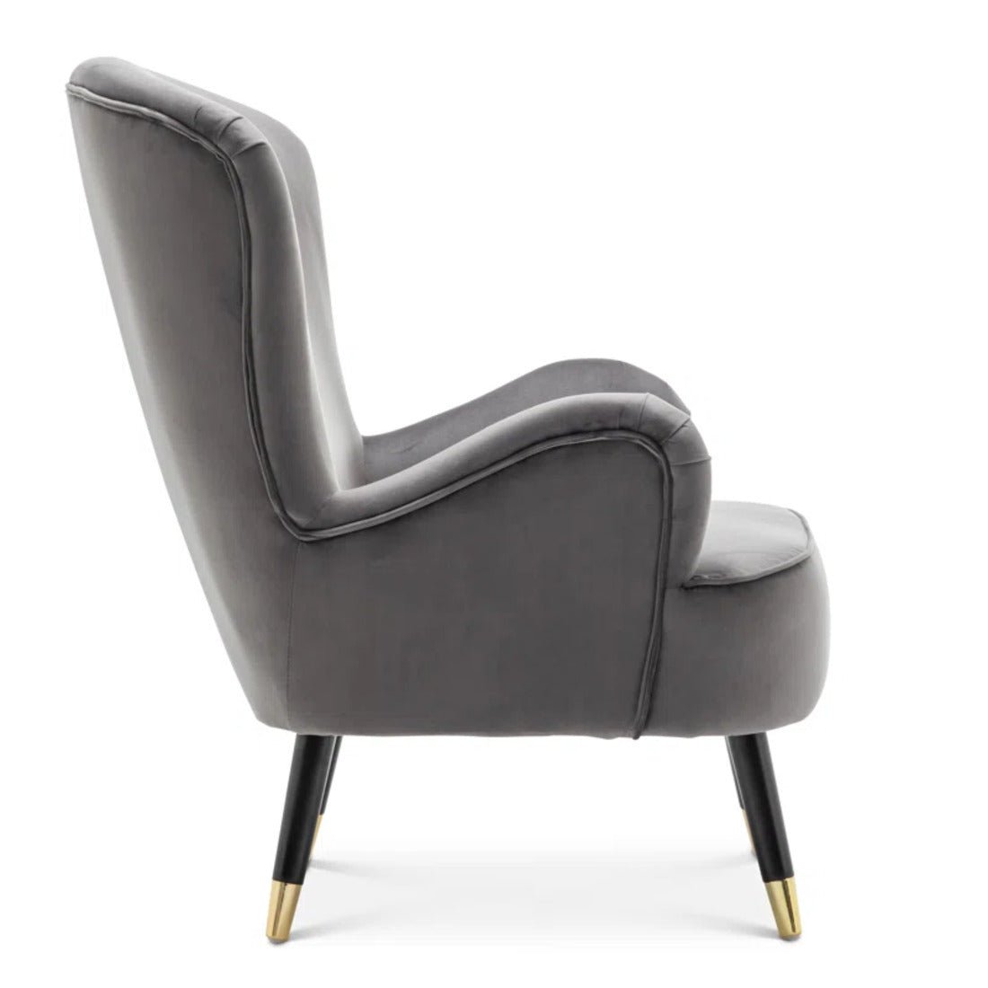 Luxury Grey Velvet Comfy Lounge Chair with Ottoman - Decor Smart