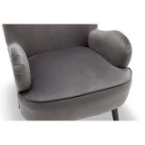 Luxury Grey Velvet Comfy Lounge Chair with Ottoman - Decor Smart