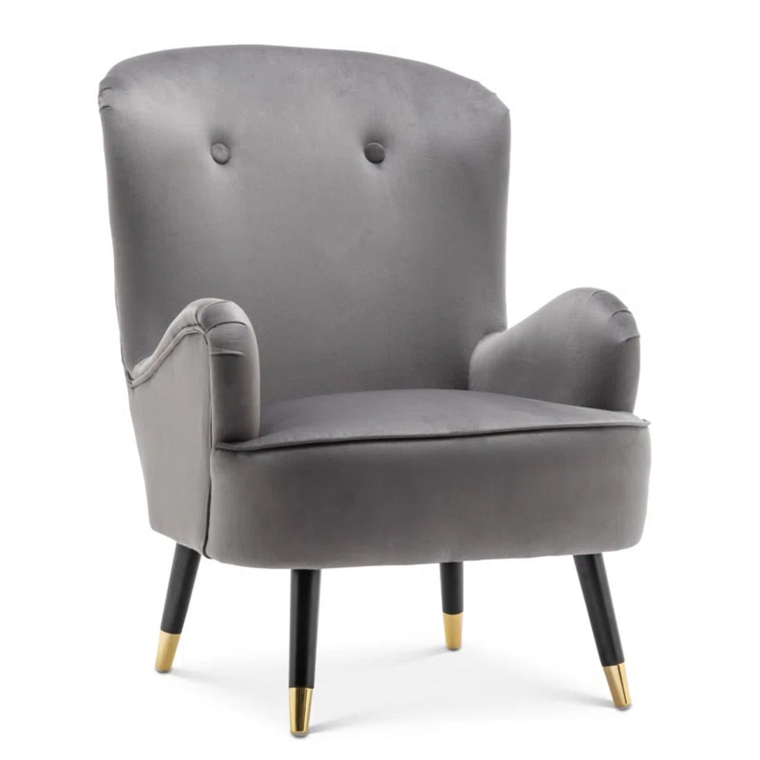 Luxury Grey Velvet Comfy Lounge Chair with Ottoman - Decor Smart