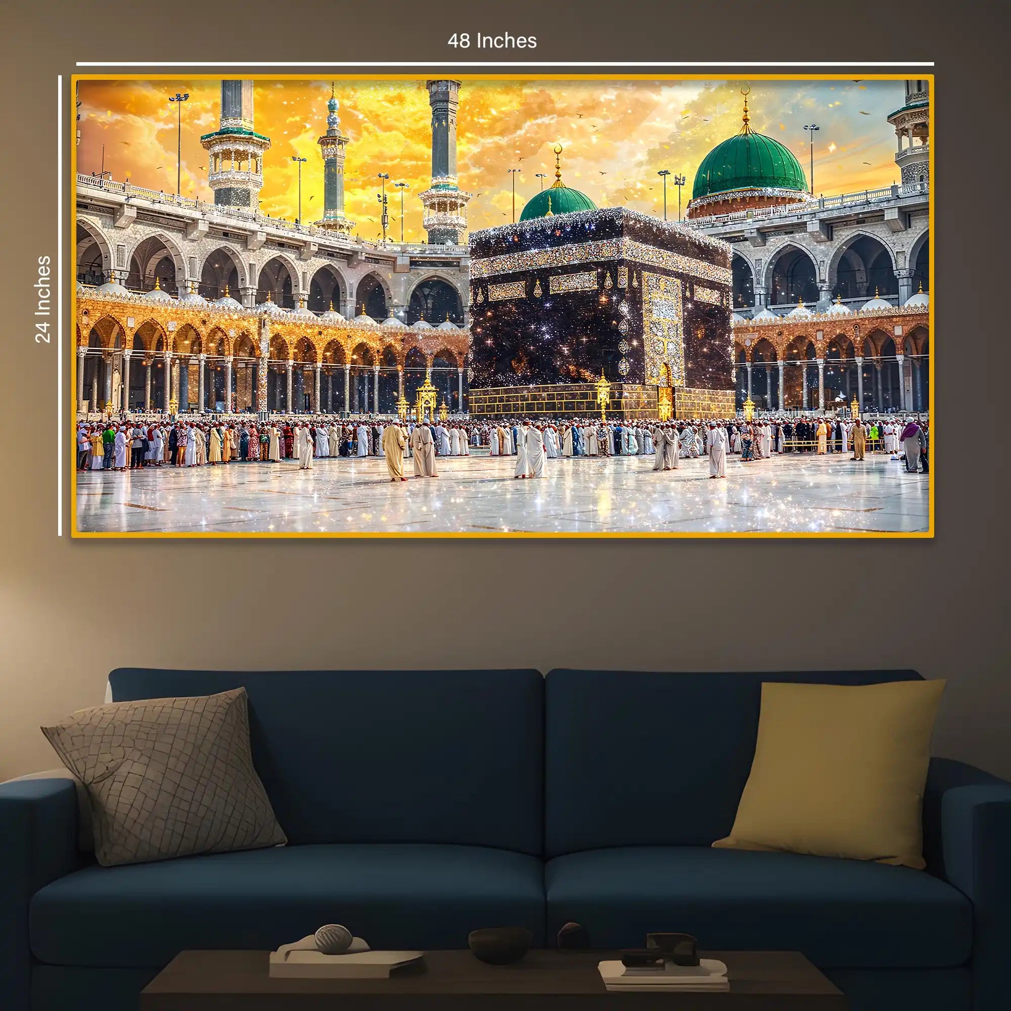 Luxury Holy Mecca View Crystal Glass Wall Painting for Modern Interior Décor