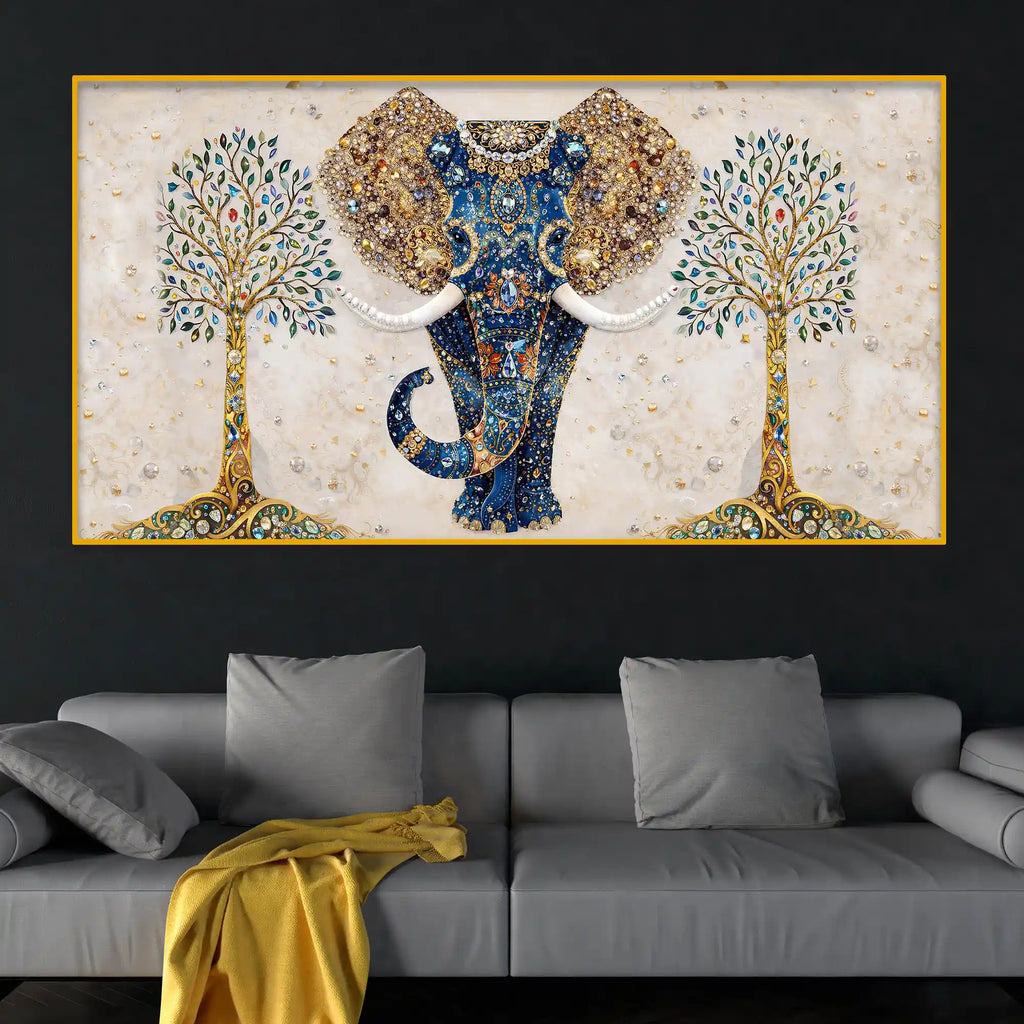 Luxury Home Décor Elephant Crystal Glass Painting