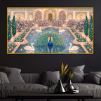 Luxury Indian Royal Palace Peacock Artwork Crystal Glass Wall Painting for Home Decoration