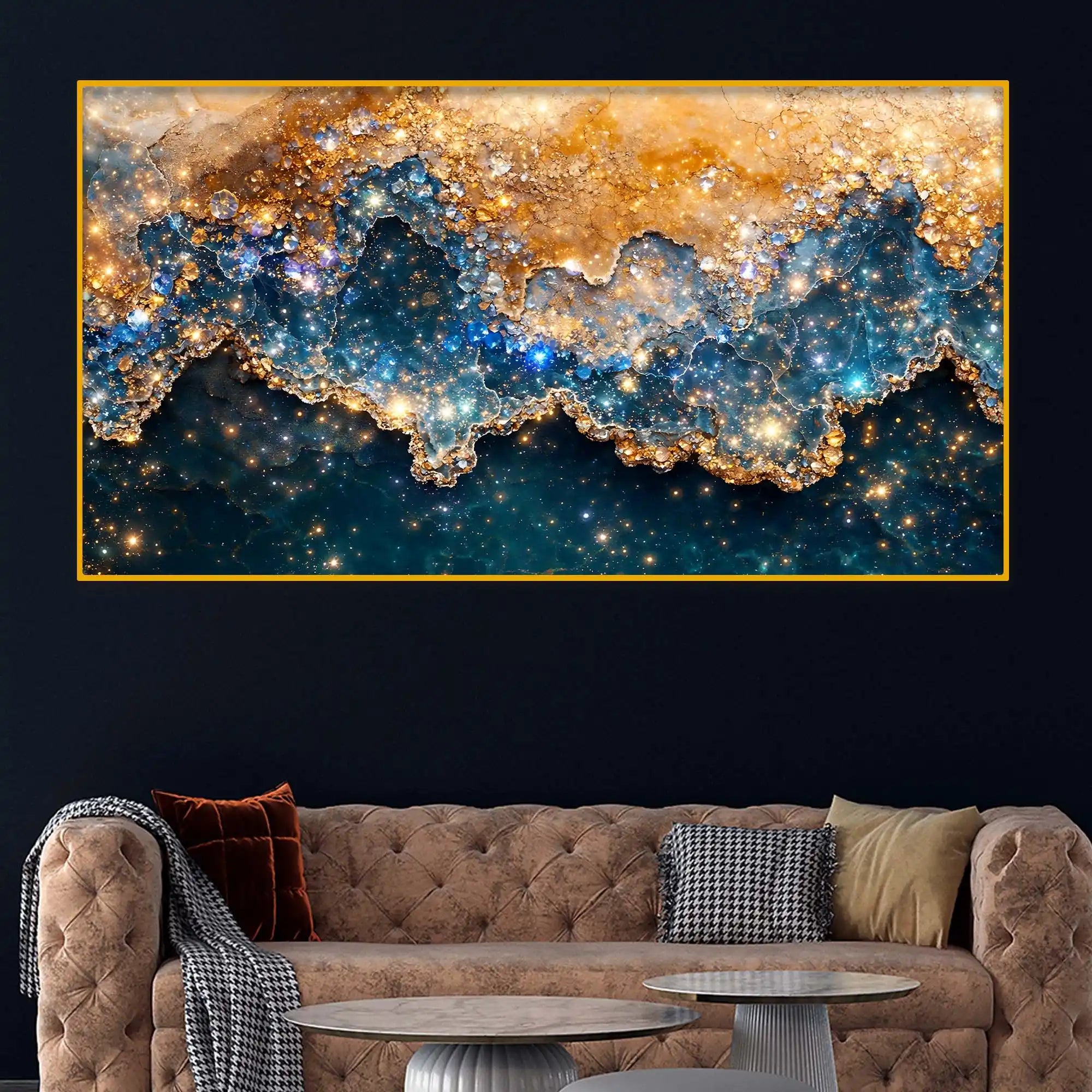 Luxury Marble Effect Wall Art Crystal Glass Wall Painting