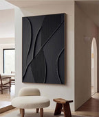 Luxury Modern Black Sculptural 3D Wall Art Home Decor