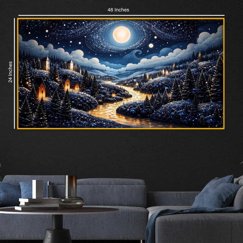 Luxury Moonlight Scene Crystal Glass Painting for Wall Decor