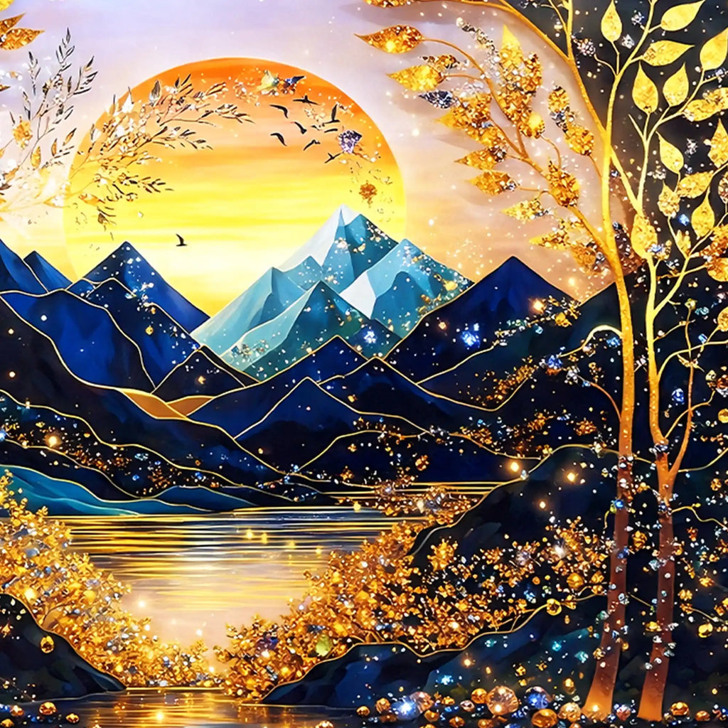 Luxury Nature Inspired Crystal Glass Wall Painting