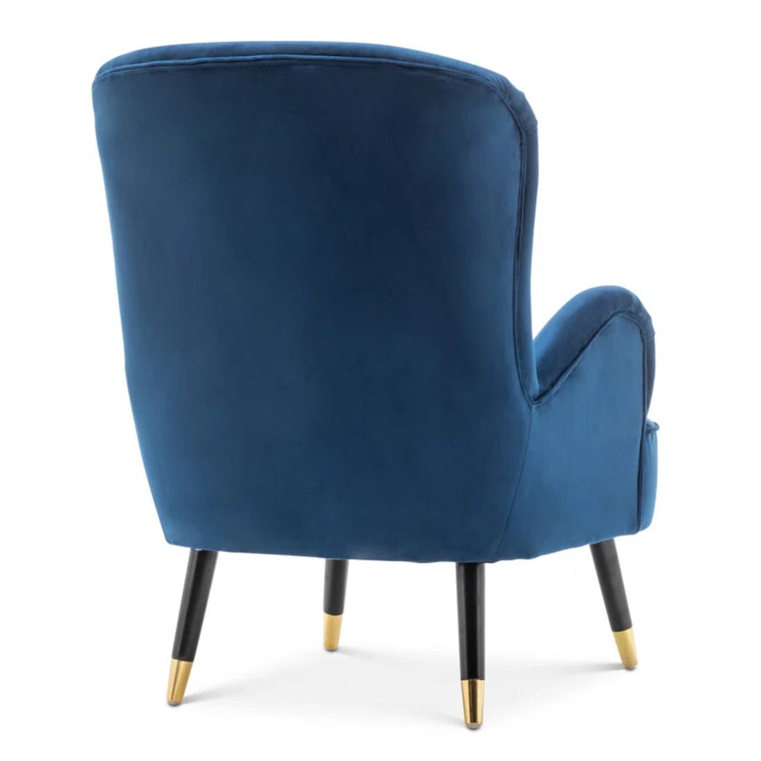 Luxury Navy Blue Comfy Velvet Lounge Chair with Ottoman - Decor Smart