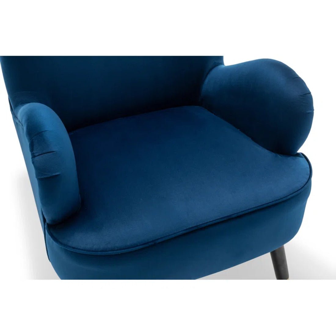 Luxury Navy Blue Comfy Velvet Lounge Chair with Ottoman - Decor Smart