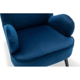 Luxury Navy Blue Comfy Velvet Lounge Chair with Ottoman - Decor Smart