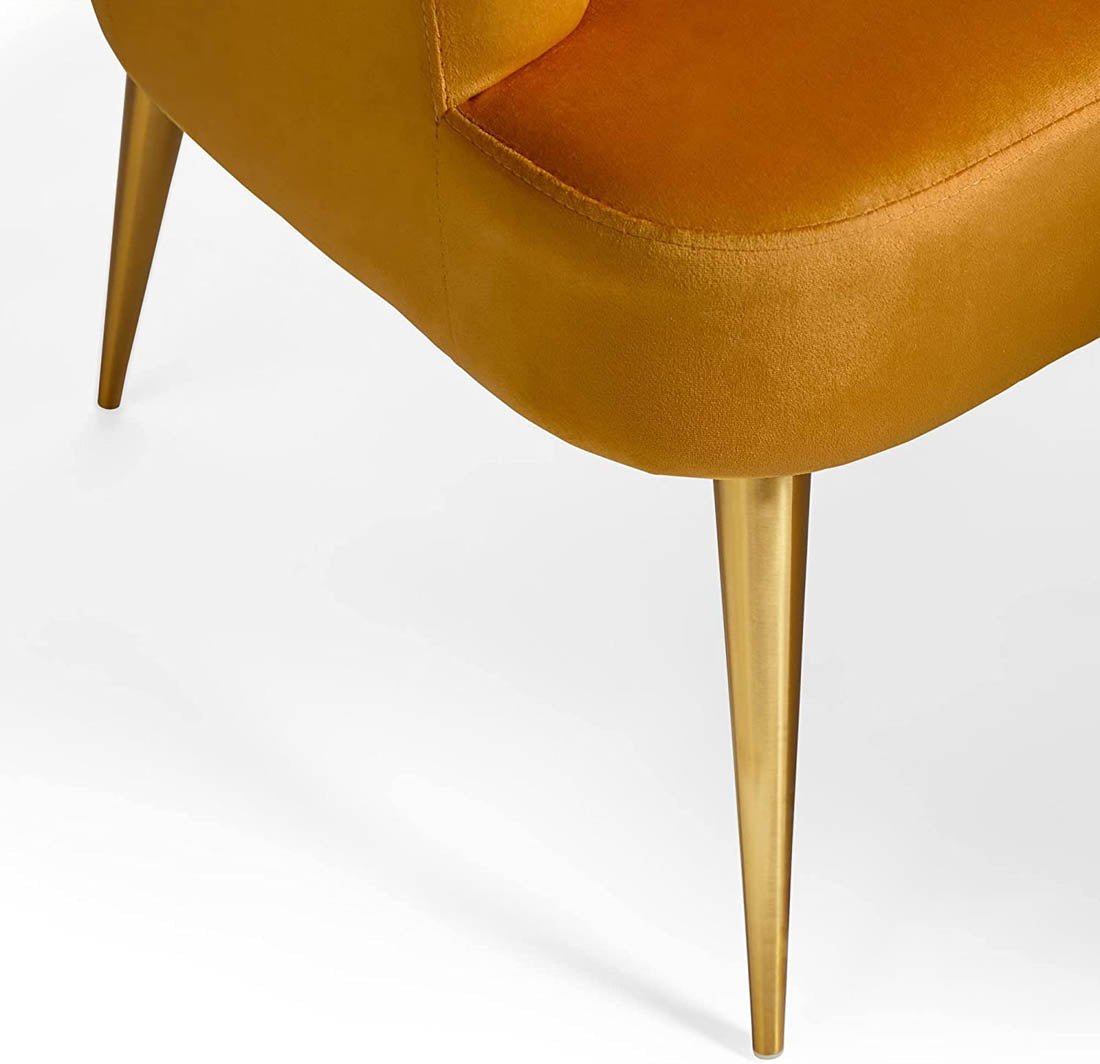 Luxury Opening Shell Designer Yellow Velvet Sofa Lounge Chair - Decor Smart