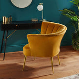 Luxury Opening Shell Designer Yellow Velvet Sofa Lounge Chair - Decor Smart