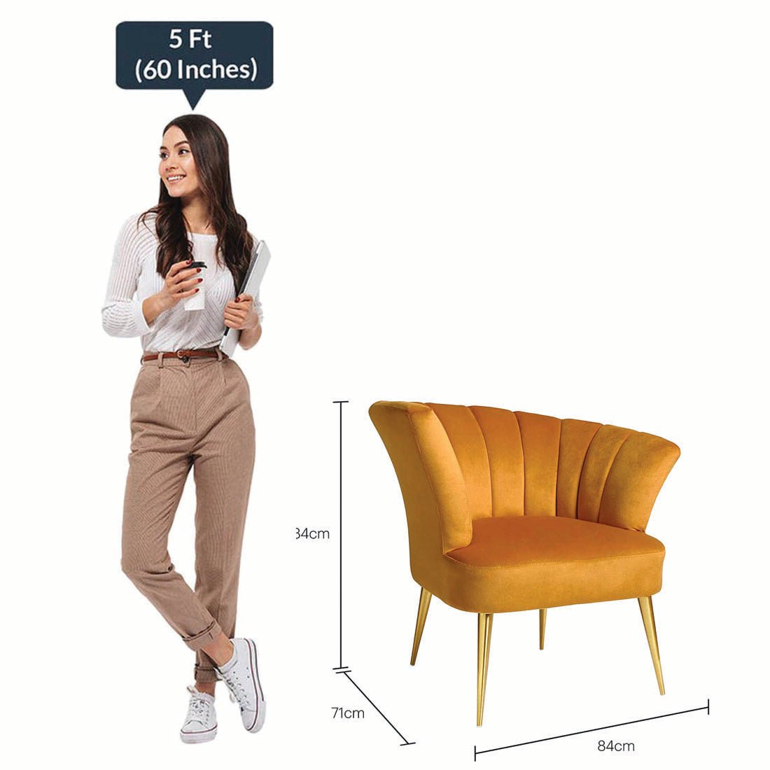 Luxury Opening Shell Designer Yellow Velvet Sofa Lounge Chair - Decor Smart