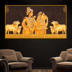Luxury Radha Krishna Crystal Glass Wall Painting for Temple Theme Decor