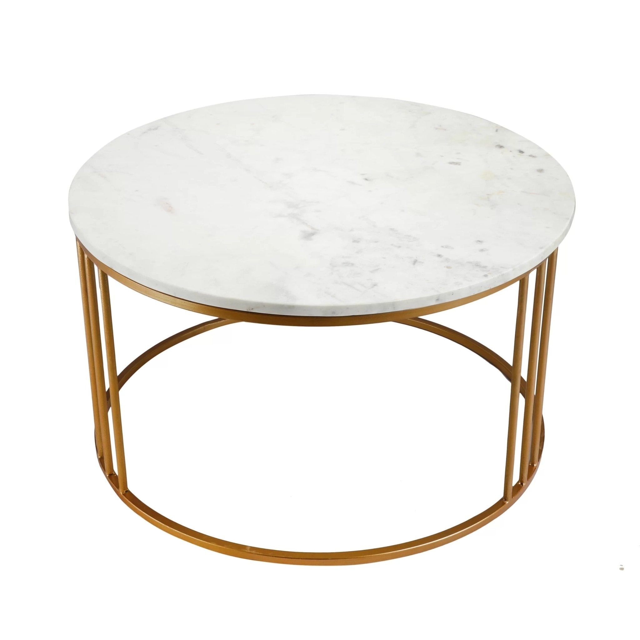 Luxury Round Marble White Matte Finish Metal Center Table - Decor Smart