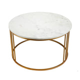 Luxury Round Marble White Matte Finish Metal Center Table - Decor Smart