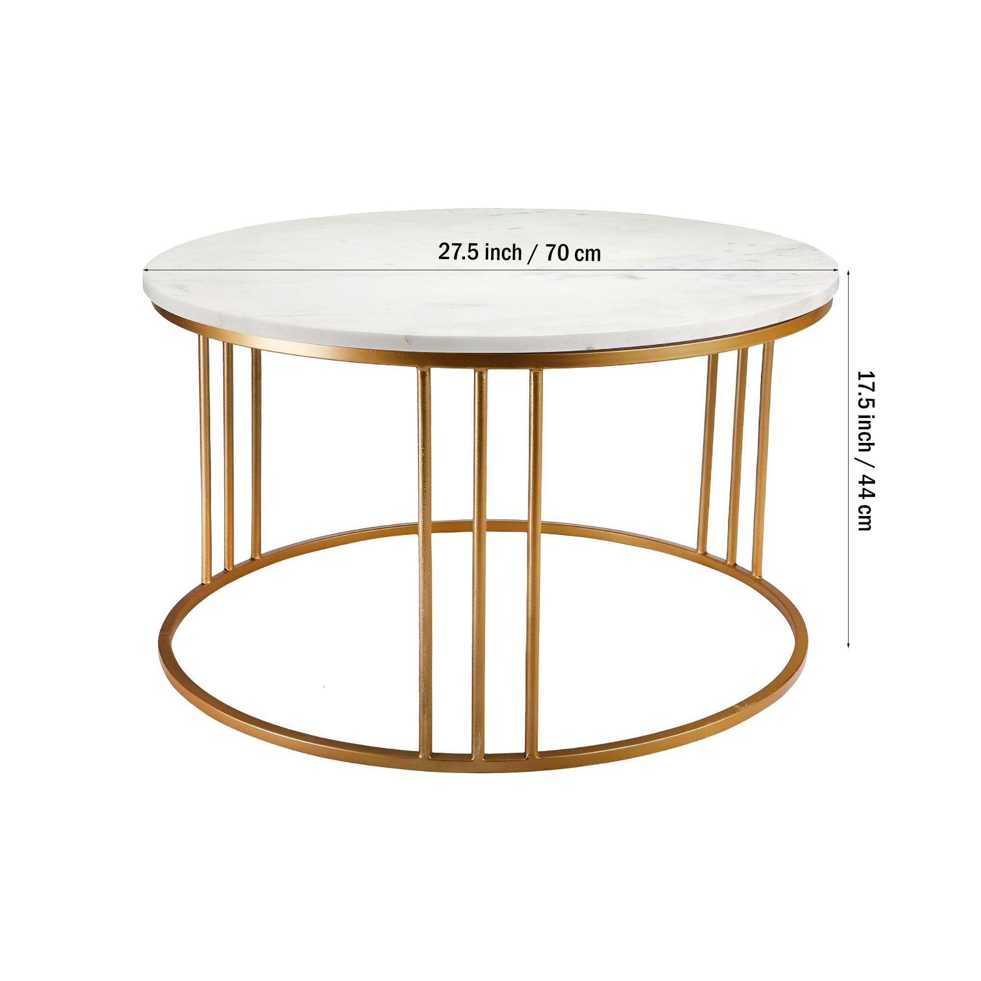 Luxury Round Marble White Matte Finish Metal Center Table - Decor Smart