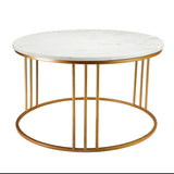 Luxury Round Marble White Matte Finish Metal Center Table - Decor Smart