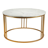 Luxury Round Marble White Matte Finish Metal Center Table - Decor Smart