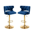 Luxury Royal Blue Velvet Bar Lounge Chair with Gold Base