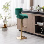 Luxury Royal Green Velvet Bar Lounge Chair with Gold Base