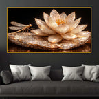 Luxury Shimmering Lotus Flower Crystal Glass Wall Painting for Premium Wall Décor