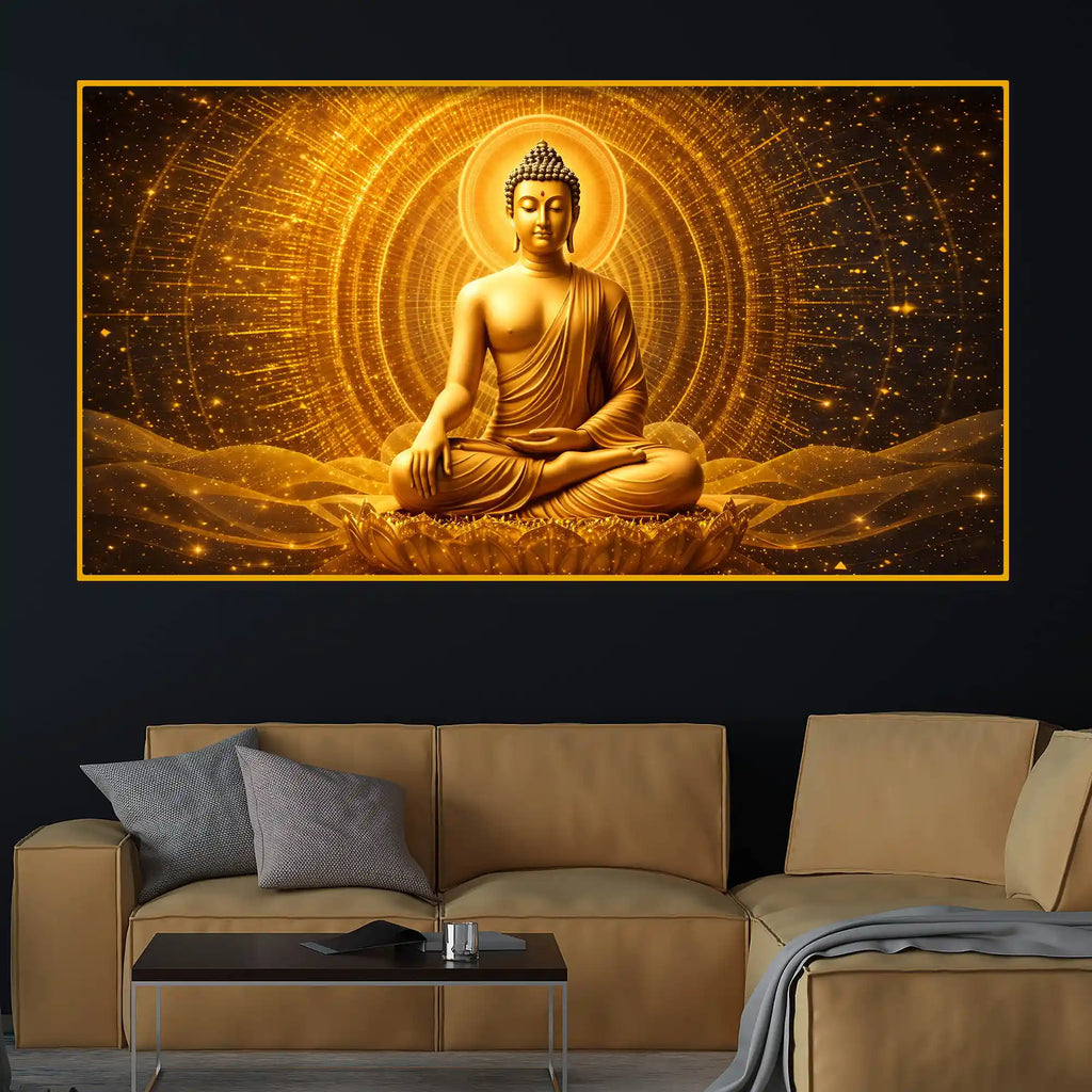 Luxury Spiritual Buddha Artwork Crystal Glass Painting for Home Décor