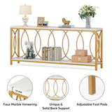 Luxury Style White Faux Marble Two Tier Console Table - Decor Smart