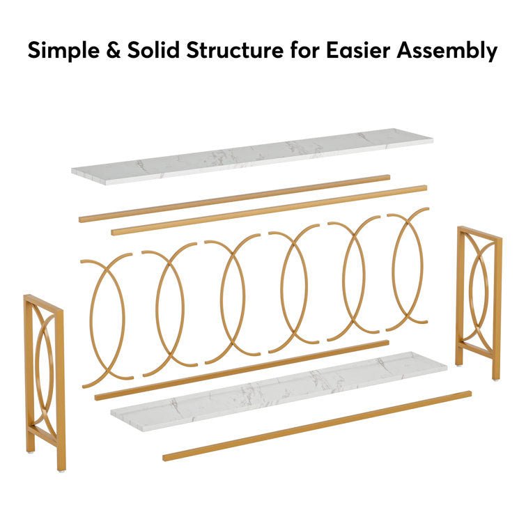 Luxury Style White Faux Marble Two Tier Console Table - Decor Smart