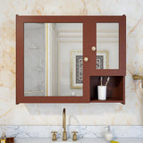 Luxury Stylish Wooden Bathroom Storage Cabinet with Mirrors & 5 Spacious Shelves with Brown Finish - Decor Smart
