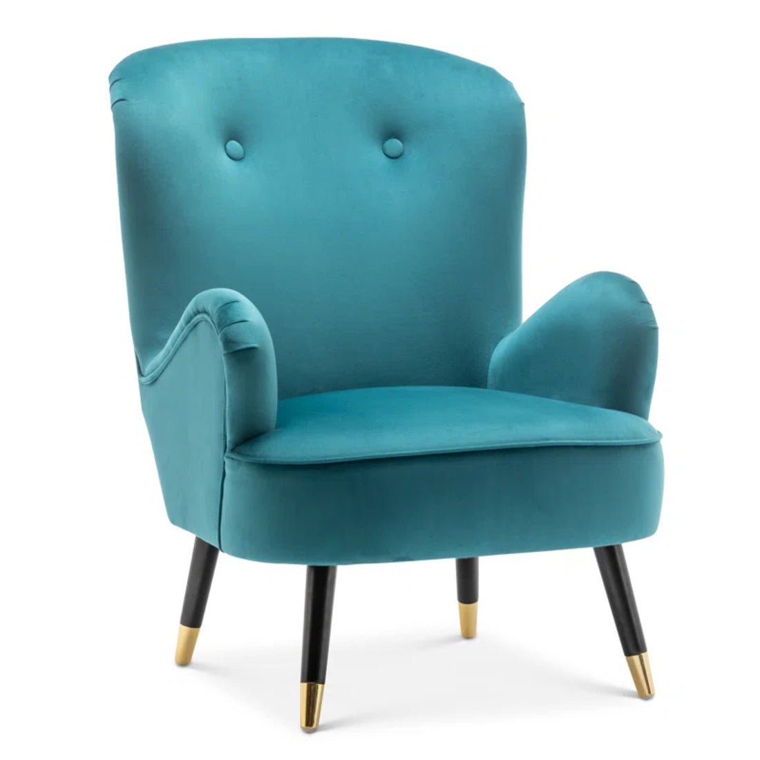 Luxury Turquoise Comfy Velvet Lounge Chair with Ottoman - Decor Smart