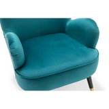 Luxury Turquoise Comfy Velvet Lounge Chair with Ottoman - Decor Smart