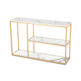 Luxury White Faux Marble Golden Finish Console Table - Decor Smart