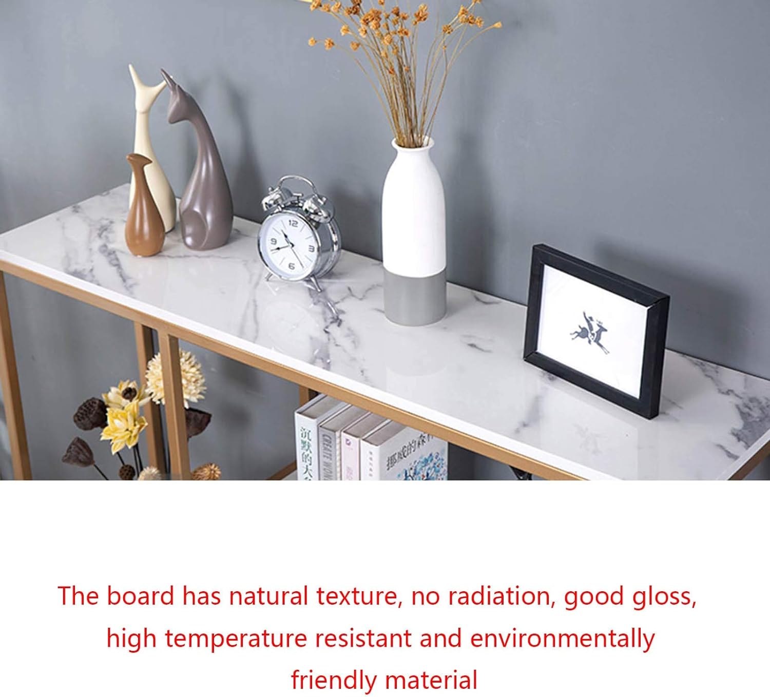 Luxury White Faux Marble Golden Finish Console Table - Decor Smart