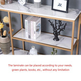 Luxury White Faux Marble Golden Finish Console Table - Decor Smart