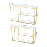 Luxury White Faux Marble Golden Finish Console Table - Decor Smart