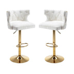 Luxury White Velvet Bar Lounge Chair with Gold Base