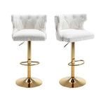 Luxury White Velvet Bar Lounge Chair with Gold Base