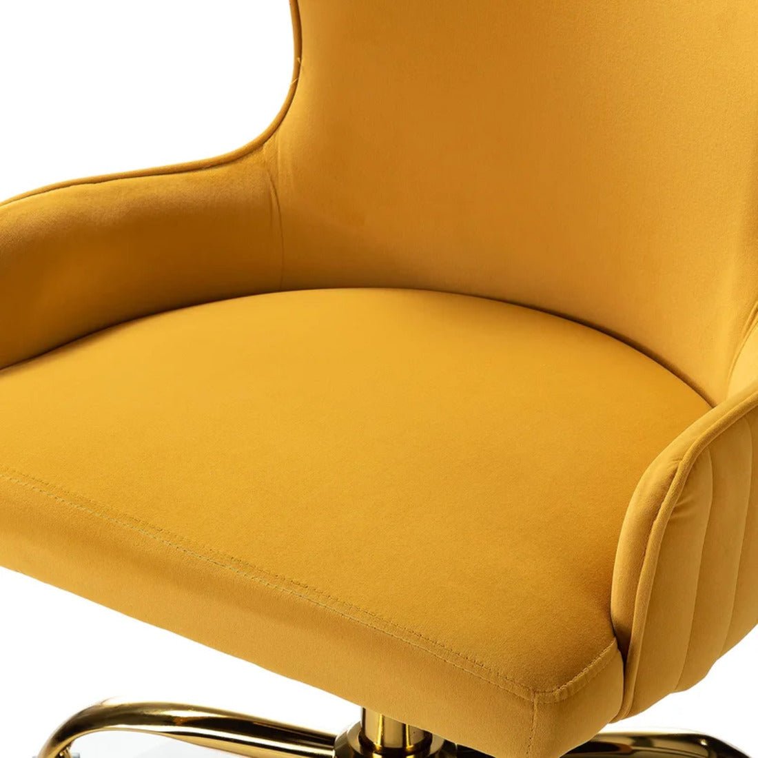 Luxury Yellow Velvet Comfy Armchair with Golden Base - Decor Smart