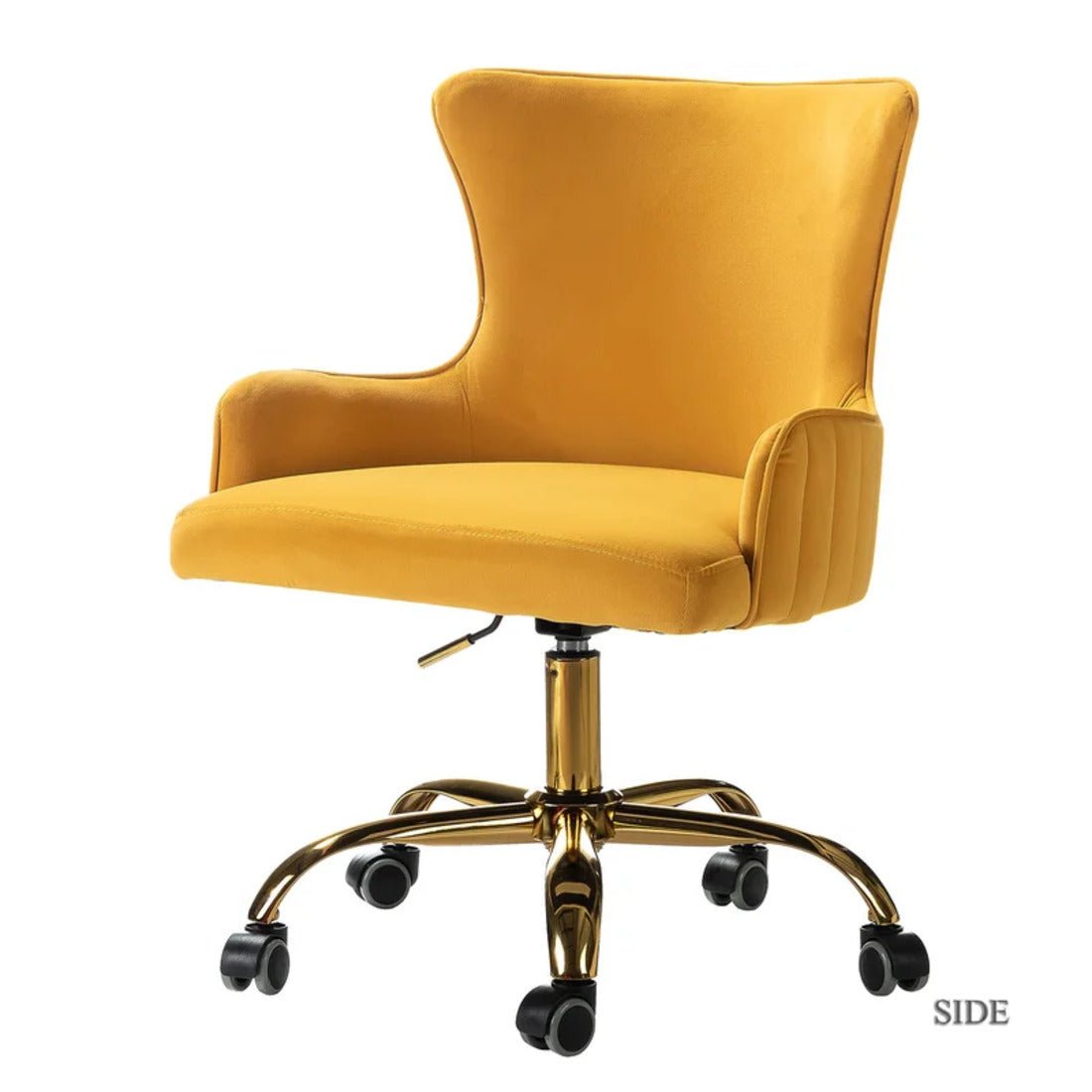 Luxury Yellow Velvet Comfy Armchair with Golden Base - Decor Smart