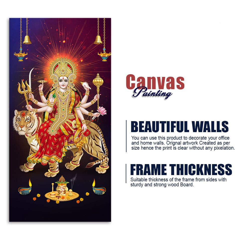 Maa Durga Spiritual Canvas Wall Painting - Decor Smart
